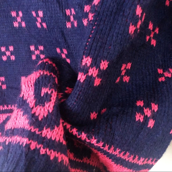 Vintage 80s Grandma Sweater Oversized Geometric Fair Isle V Neck M Medium - Picture 7 of 8